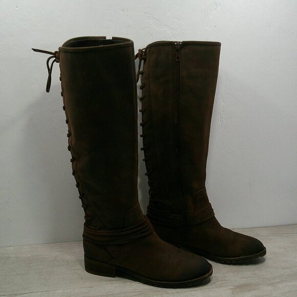 Sexy Arturo Chiang Tall Rustic Distressed Leather Lace Up Riding Boots SZ 7M - Picture 1 of 10